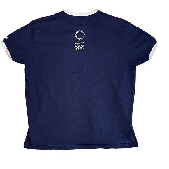2004 Roots USA Olympics T-Shirt Size XL Navy USA Spellout Short Sleeve Shirt - Picture 2 of 8